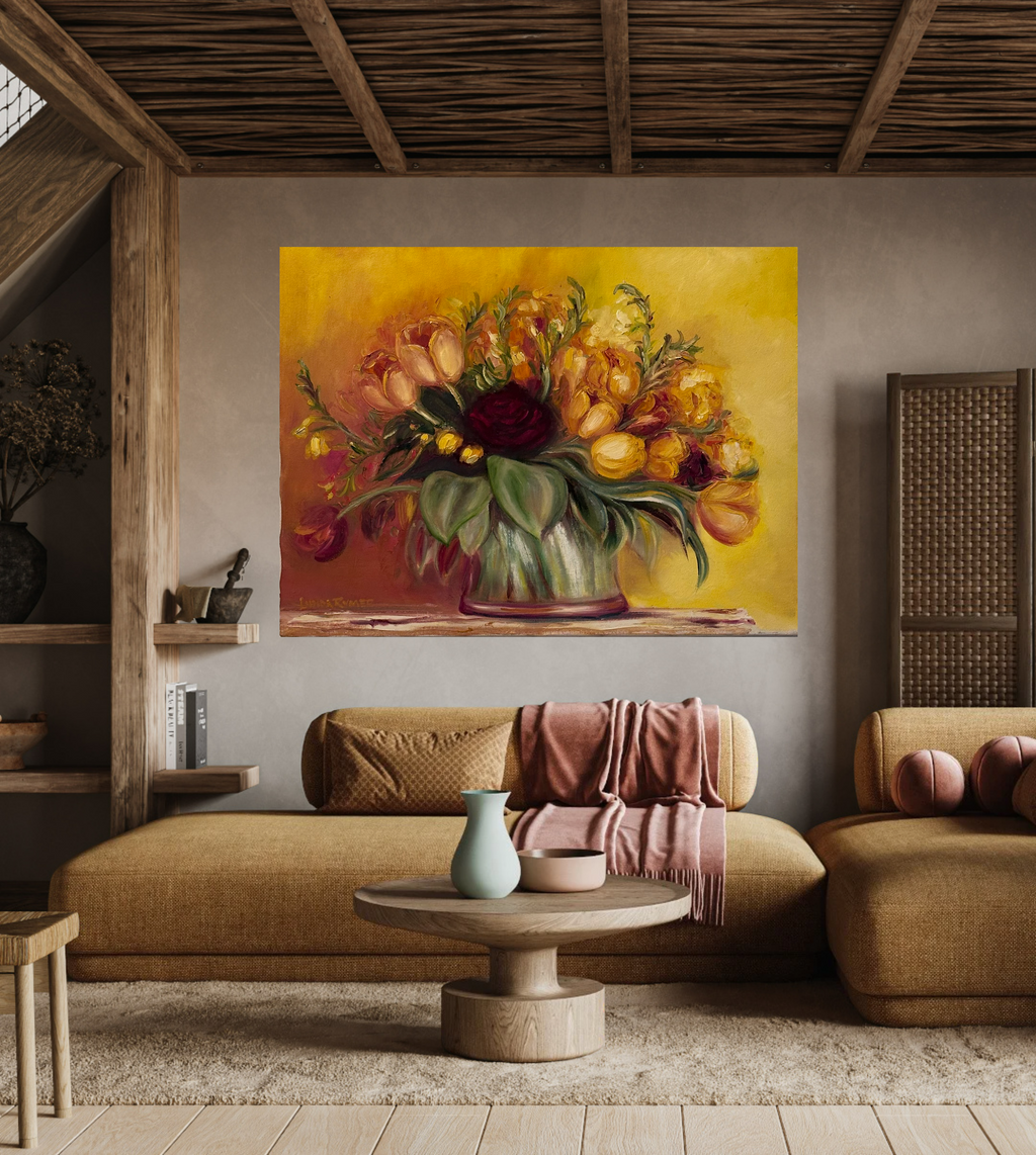 YELLOW LILYS AND RED ROSES