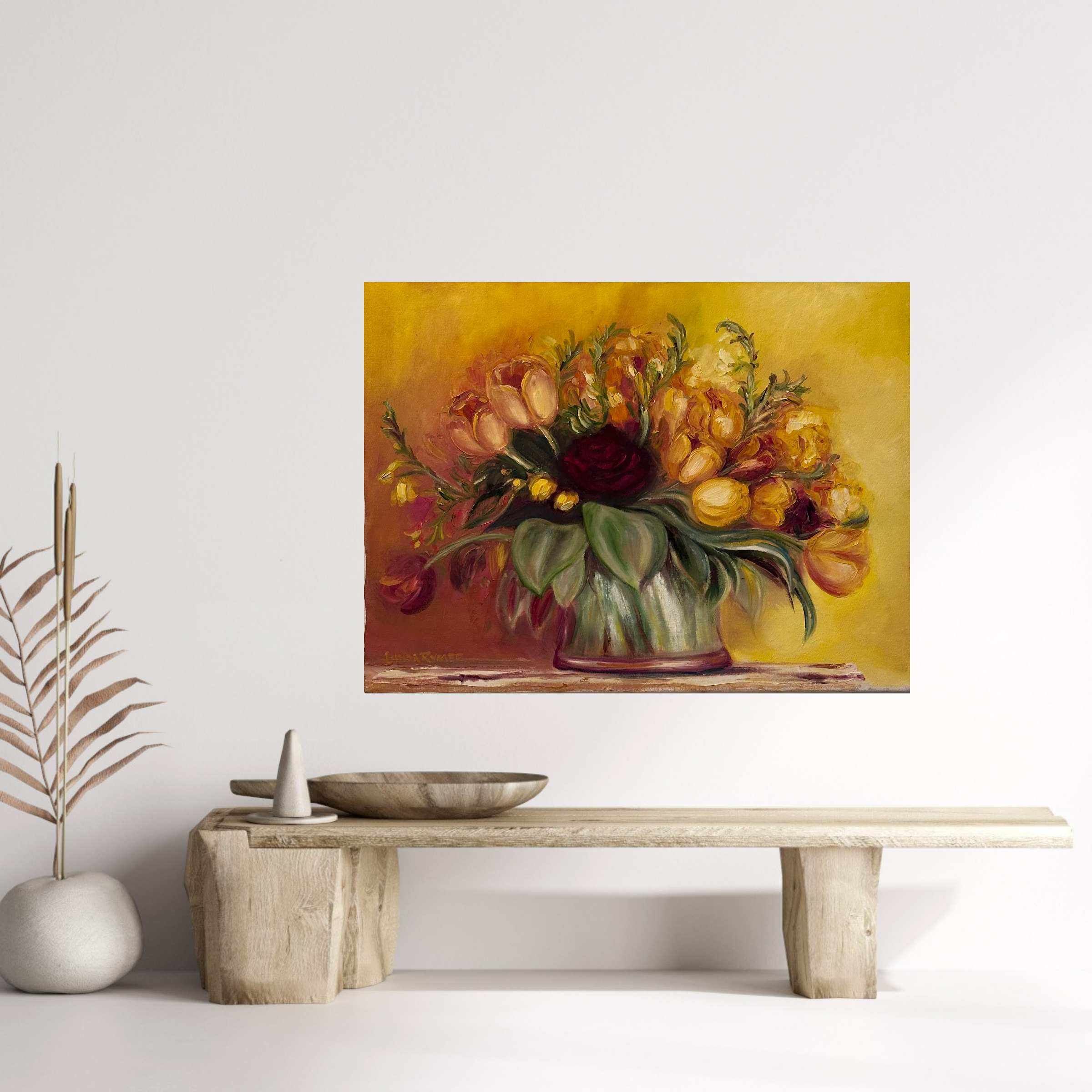 YELLOW LILYS AND RED ROSES