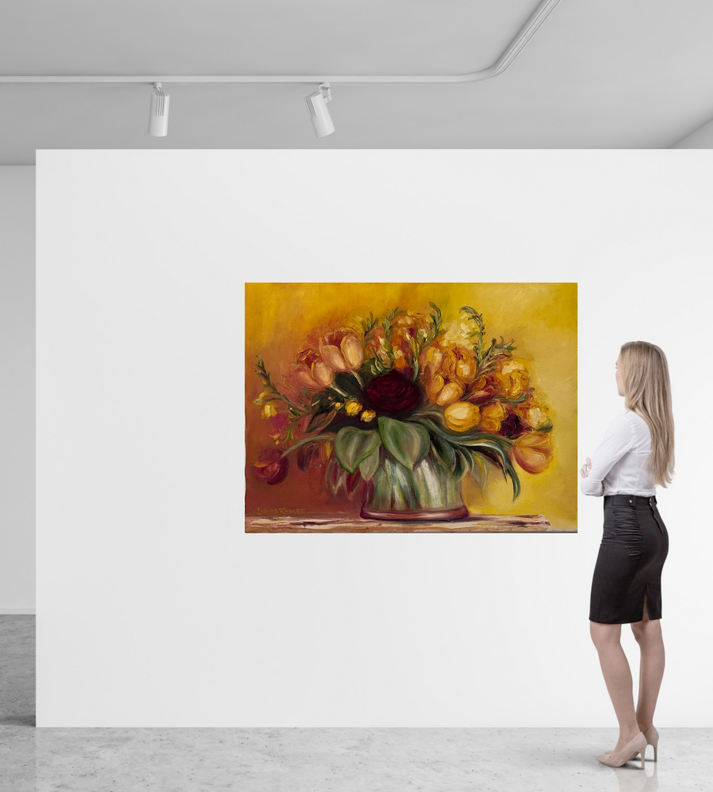 YELLOW LILYS AND RED ROSES