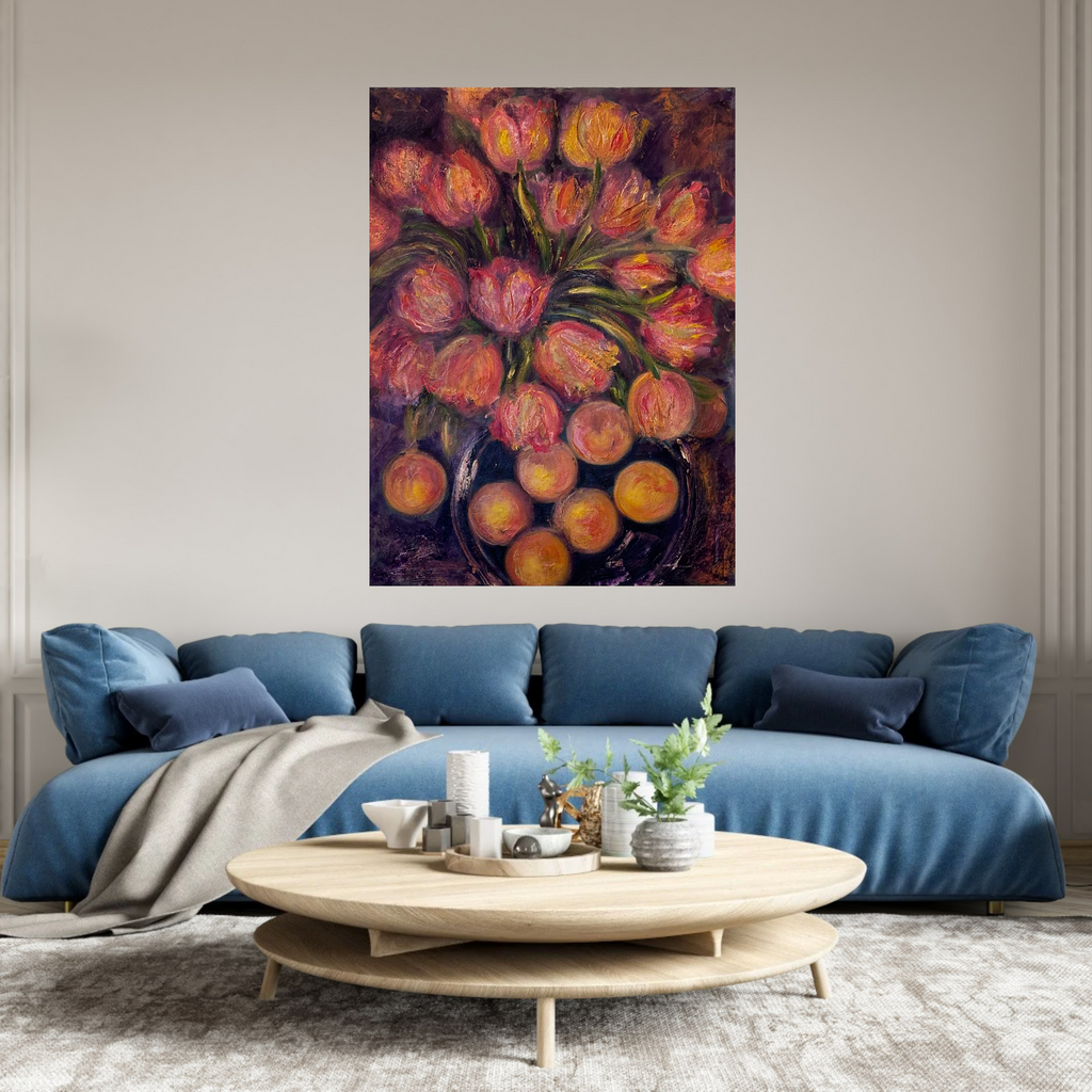 ORANGE TULIPS WITH ORANGES