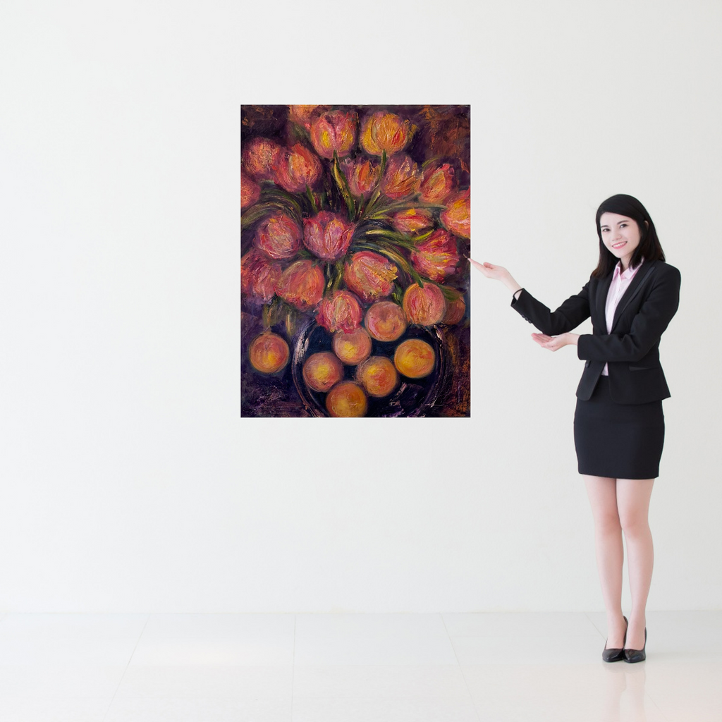 ORANGE TULIPS WITH ORANGES