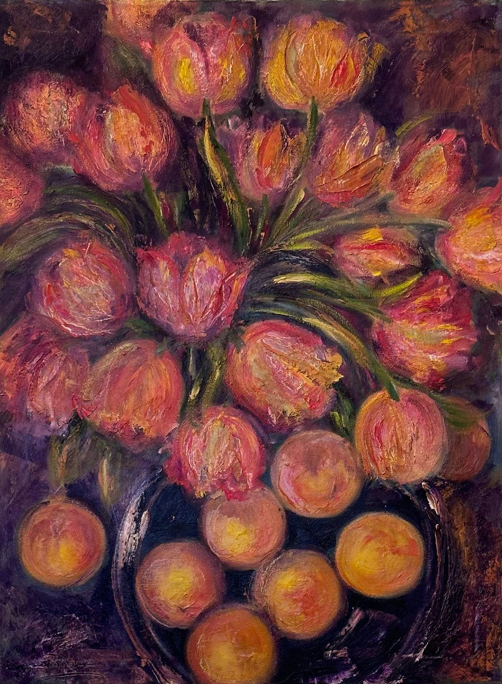 ORANGE TULIPS WITH ORANGES